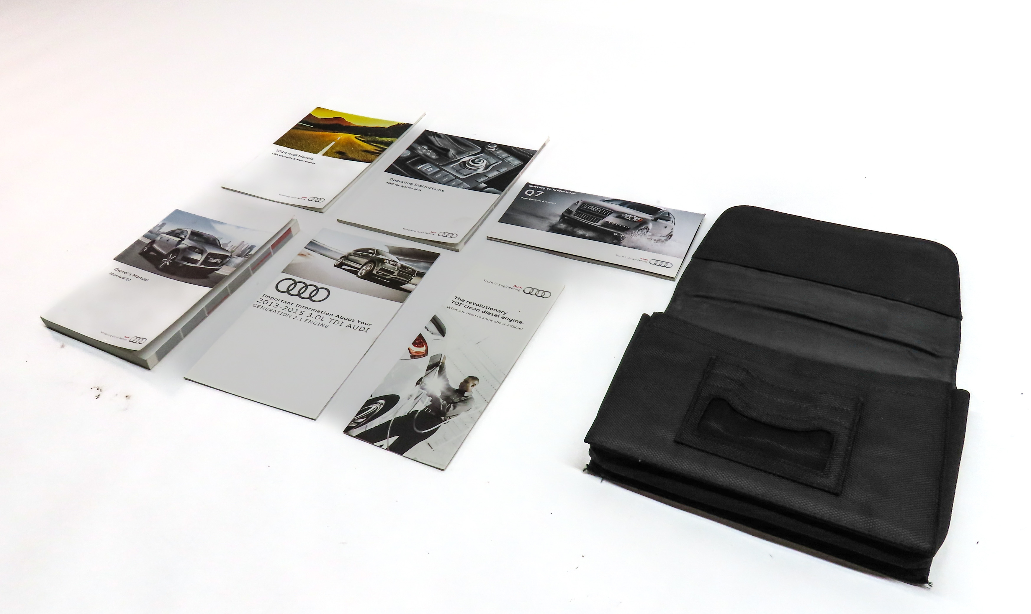 2014 AUDI Q7 (4L) 3.0L DIESEL (CNRB) OWNER'S MANUAL BOOKLET SET/7 w/ CASE — exact item pictured